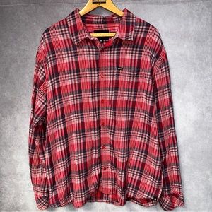 Hurley Red Plaid Flannel Button Down Shirt Men’s XL